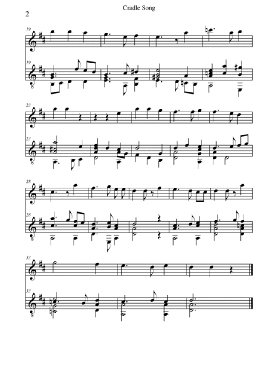 Byrd's Cradle song for flute and guitar Flute scores gallery preview page 2