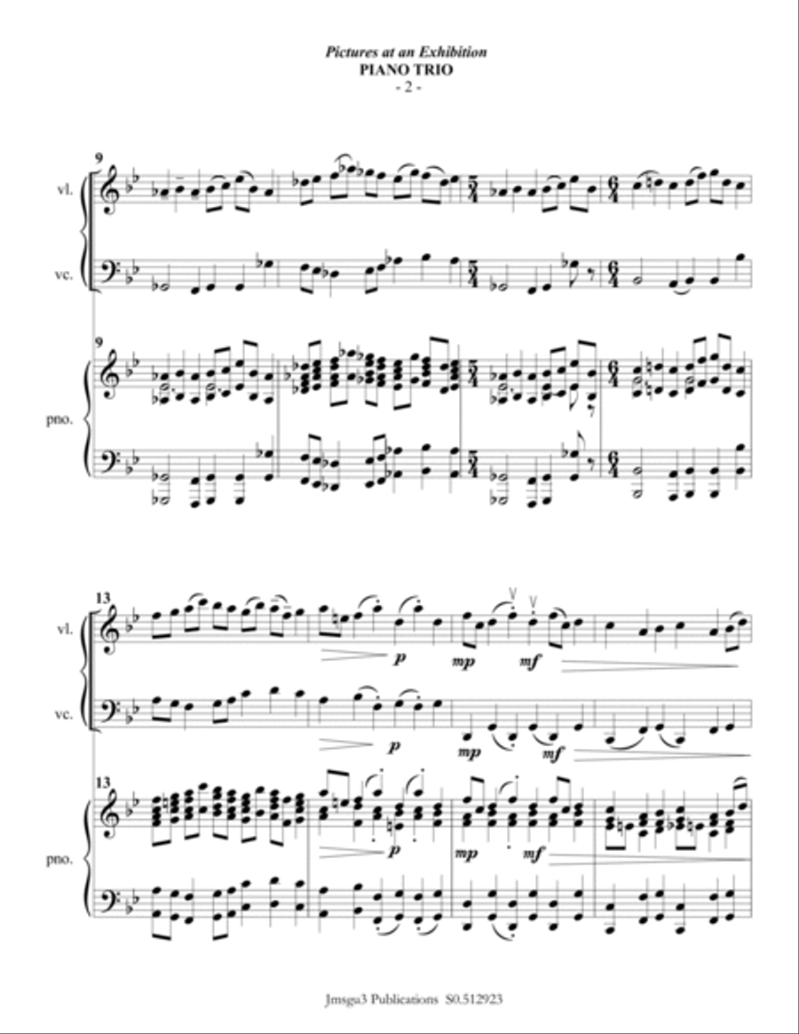 Mussorgsky: Pictures at an Exhibition for Piano Trio Piano Trio scores gallery preview page 2