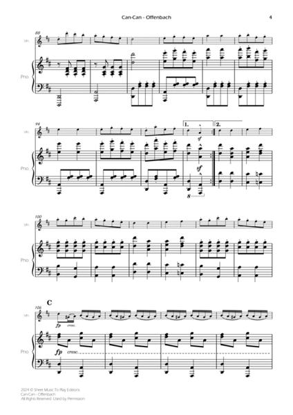 Offenbach - Can-Can - Violin and Piano (Full Score and Parts) image number null