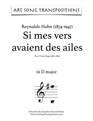 HAHN: Si mes vers avaient des ailes (transposed to D major)