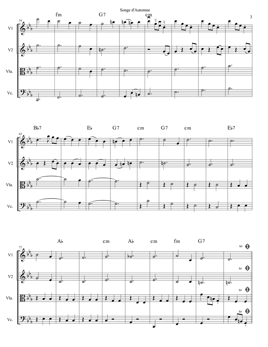 Songe d'Automne (Dream of Autumn) String Quartet scores gallery preview page 3