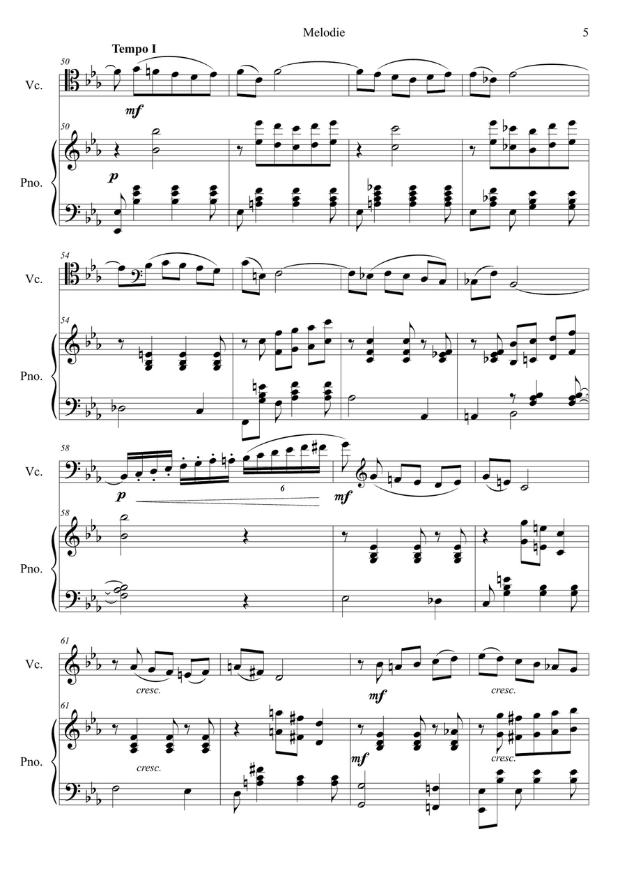 Tchaikovsky: Souvenir d'un lieu cher, Op.42 Melodie by Peter Ilyich Tchaikovsky Piano - Digital Sheet Music page 5