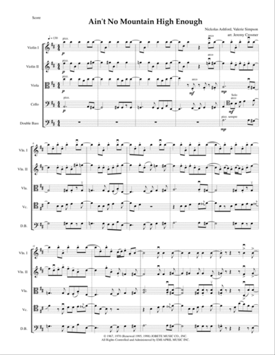 Ain't No Mountain High Enough String Quartet scores gallery preview page 3