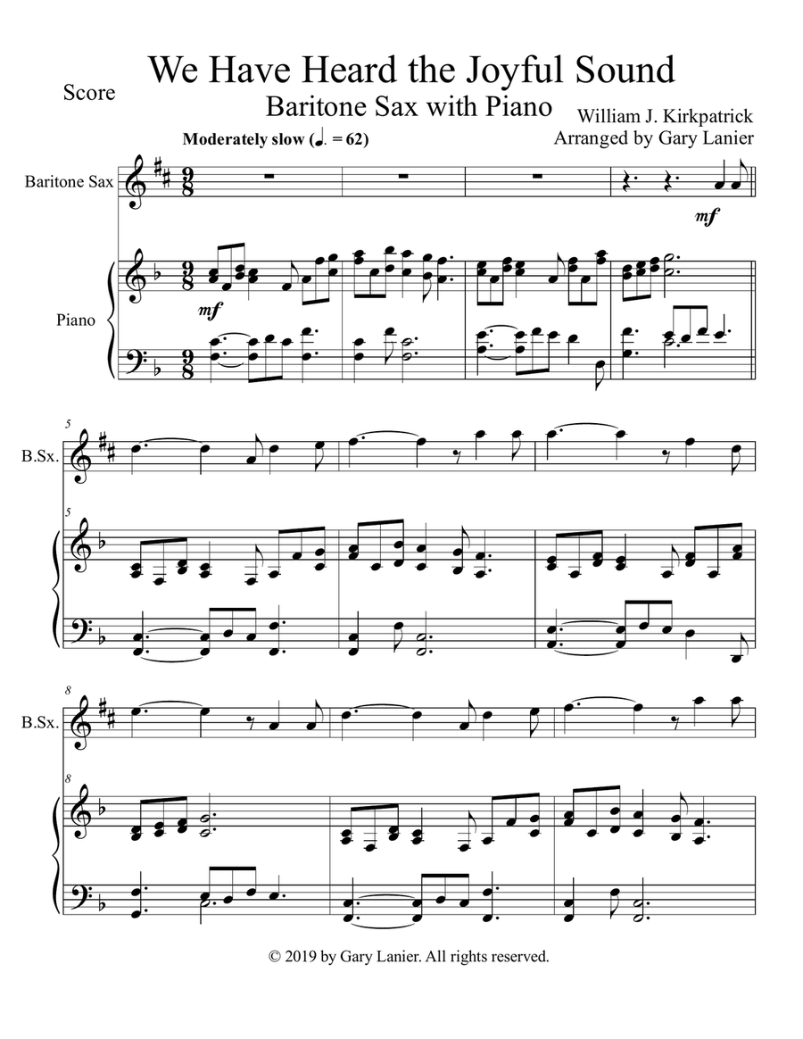 WE HAVE HEARD THE JOYFUL SOUND (Baritone Sax with Piano - Score & Part included) Baritone Saxophone scores gallery preview page 2