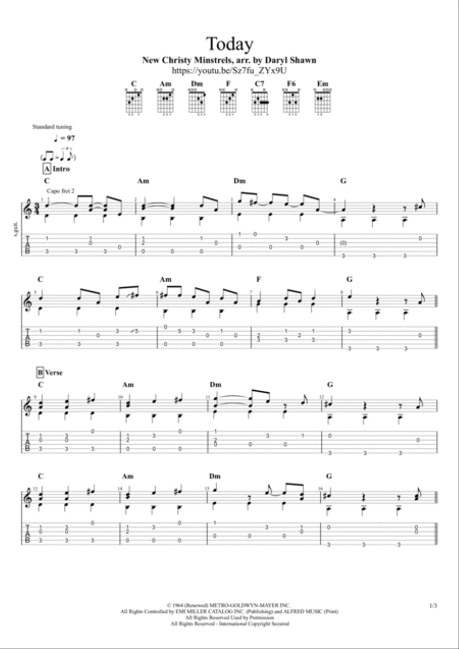 Today Today Guitar Tablature scores gallery preview page 2