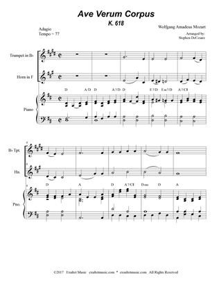 Ave Verum Corpus (Duet for Bb-Trumpet and French Horn - Piano Accompaniment)