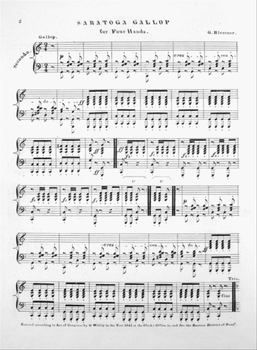 Saratoga-Galop Piano Duet scores gallery preview page 2