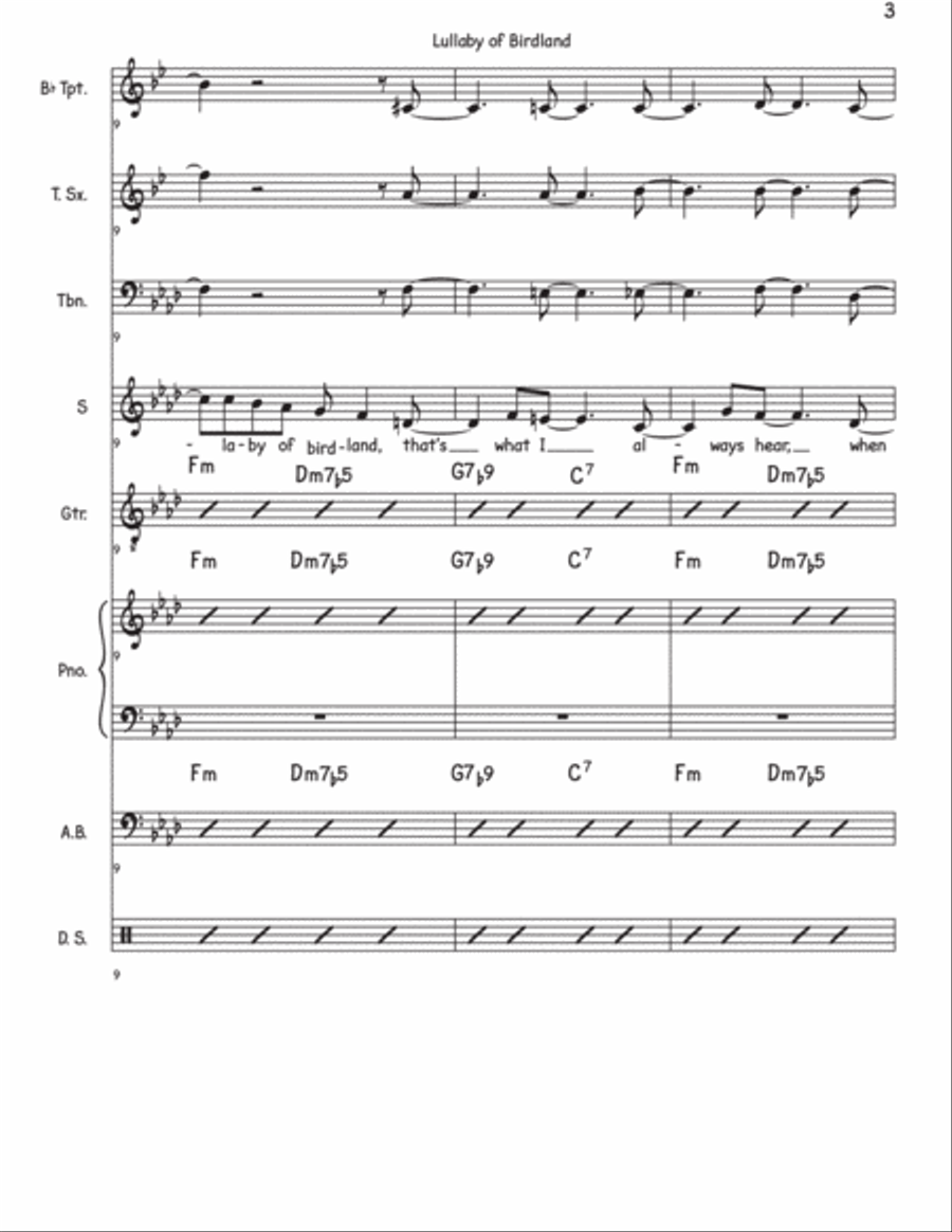 Lullaby Of Birdland Lullaby Of Birdland Jazz Ensemble scores gallery preview page 3
