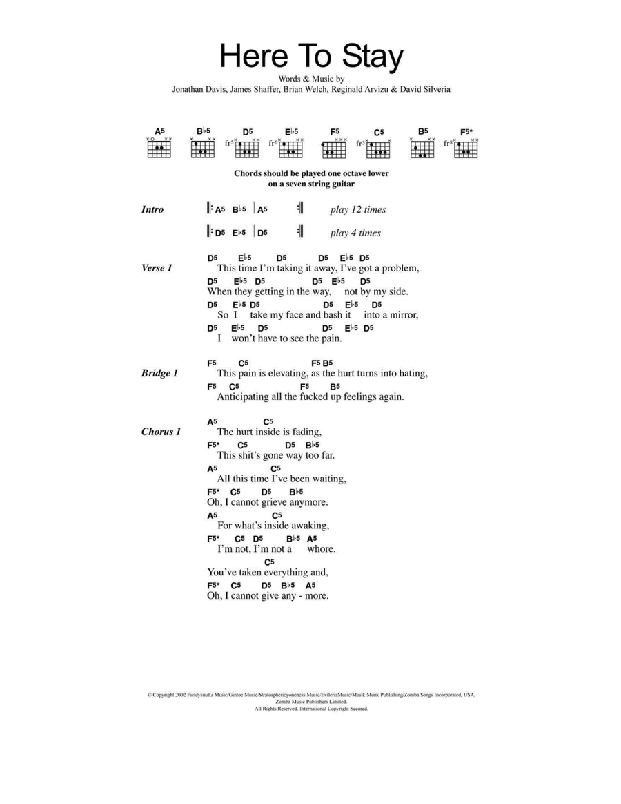 Here To Stay Electric Guitar scores gallery preview page 1