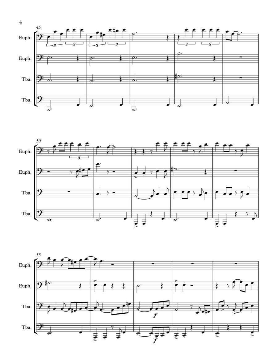 El Carretero (The cart driver): a Cuban guajira for Tuba Quartet Tuba Quartet scores gallery preview page 4