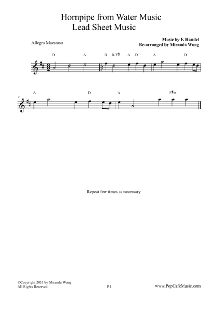 Allegro Maestoso (Hornpipe) from Water Music - Lead Sheet image number null