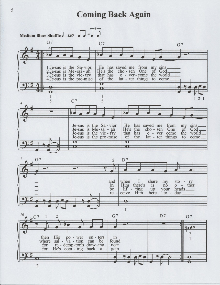 Coming Back Again Piano Solo scores gallery preview page 1