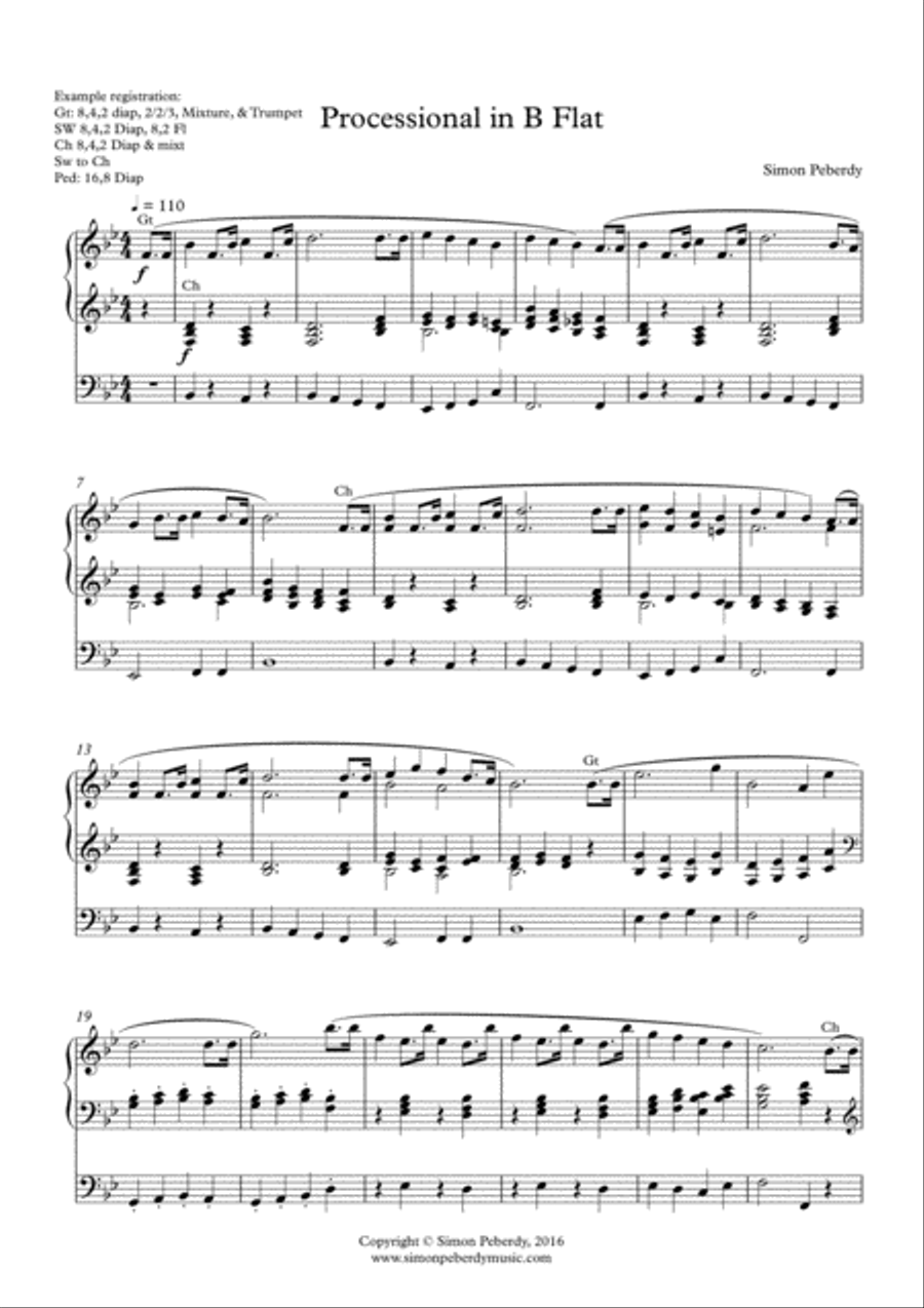 Organ Processional in B flat Organ Solo scores gallery preview page 1