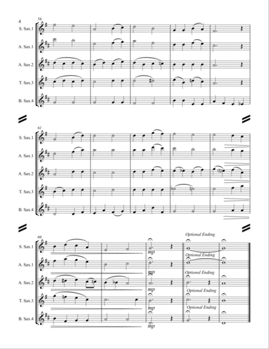Barnby - O Perfect Love (for Saxophone Quartet SATB or AATB) Saxophone Quartet scores gallery preview page 5