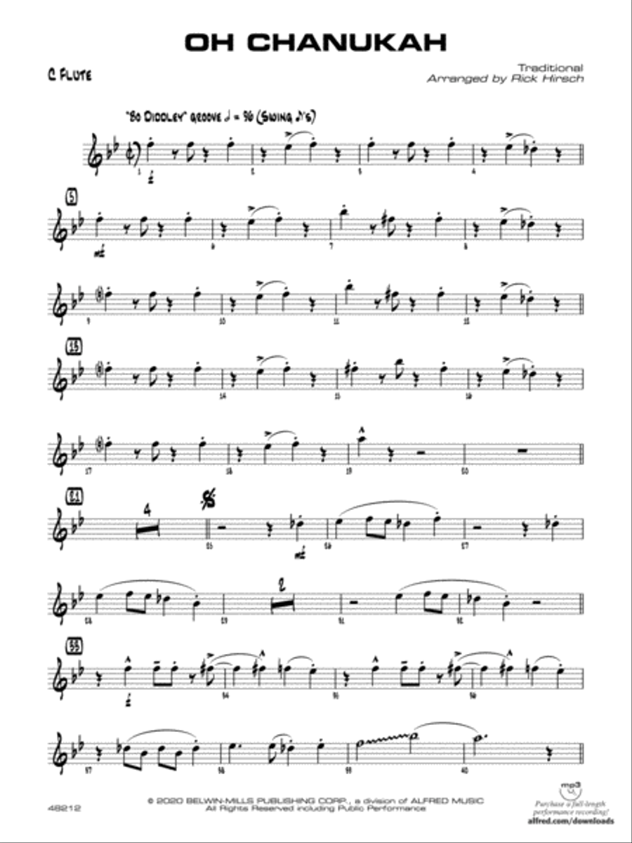 Oh Chanukah: Flute Jazz Ensemble scores gallery preview page 1