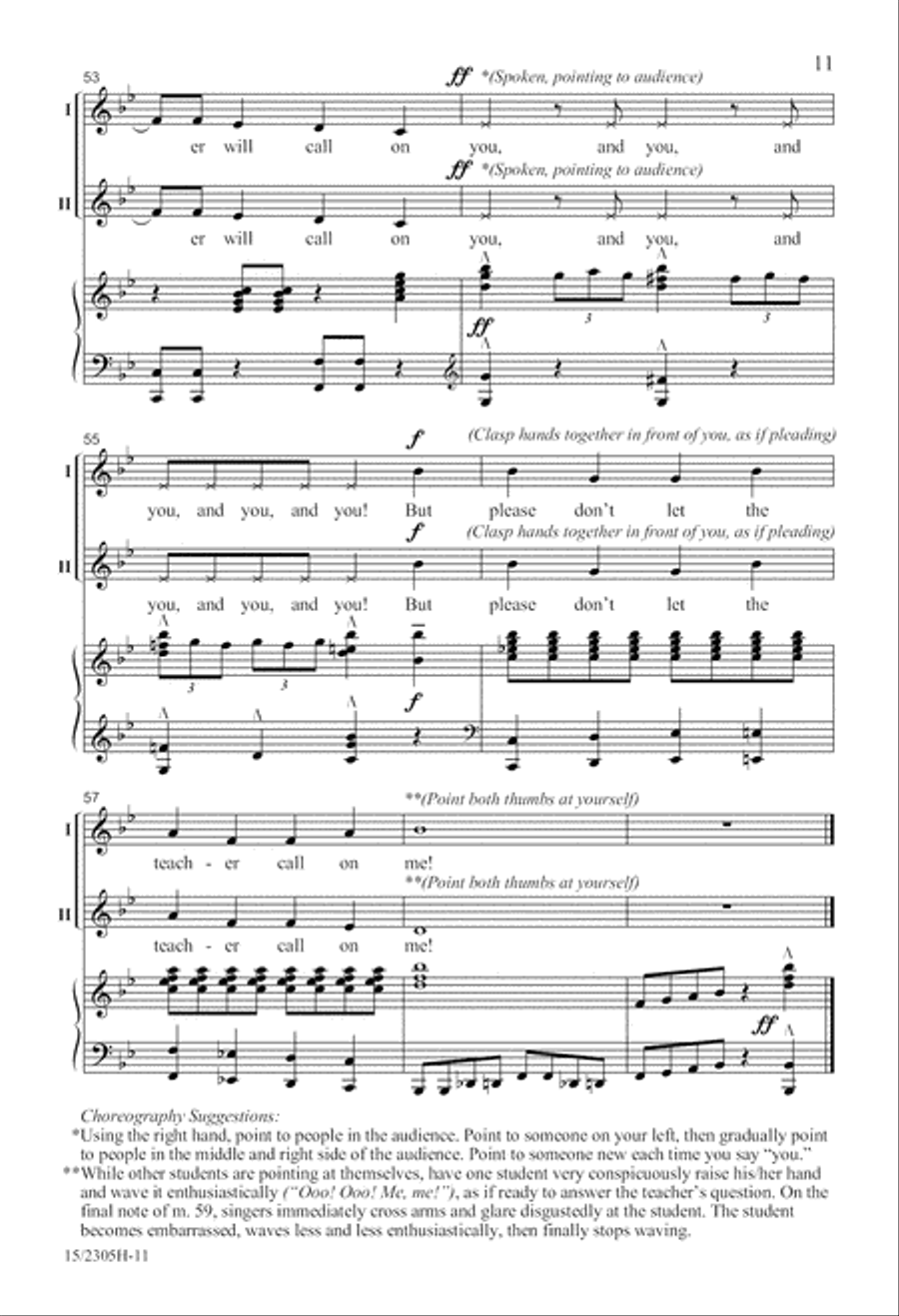 I Hope the Teacher Won't Call on Me! 2-Part scores gallery preview page 12