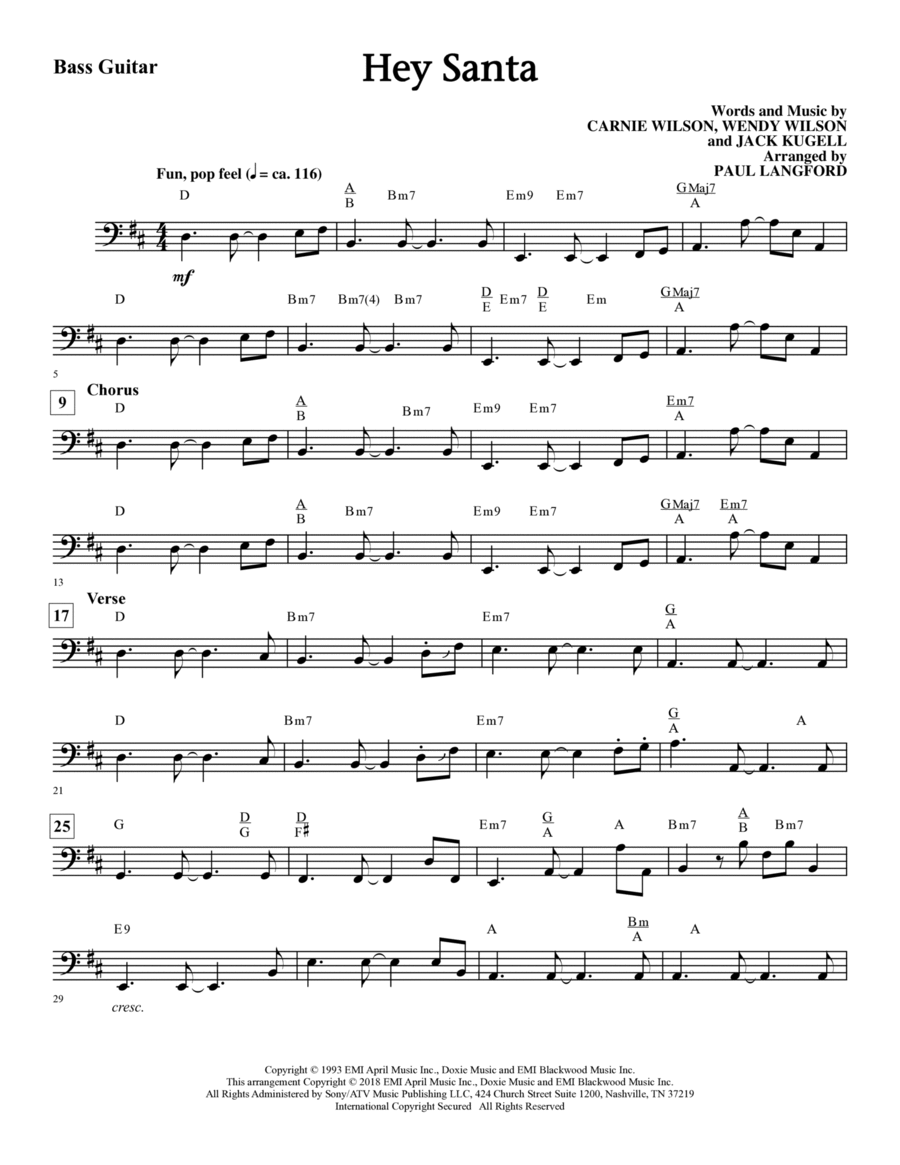 Hey Santa (arr. Paul Langford) - Bass Choir scores gallery preview page 1