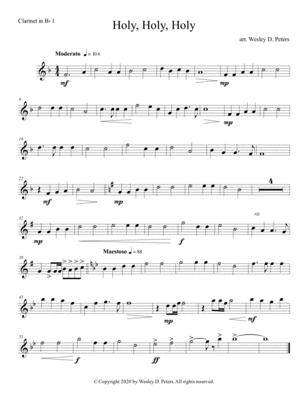 Holy, Holy, Holy (Clarinet Quartet) image number null