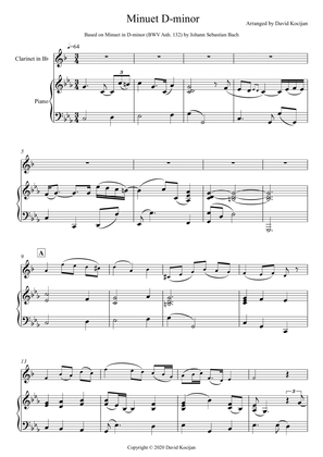 Book cover for Minuet in D-minor (clarinet & piano)