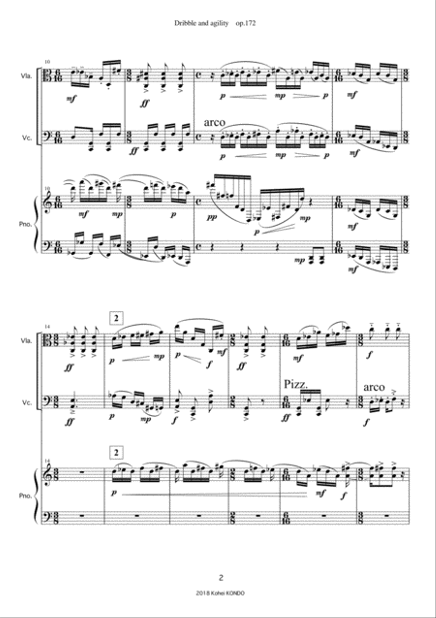 Dribble and agility Op.172 Trio for viola,cello and piano Small Ensemble scores gallery preview page 3