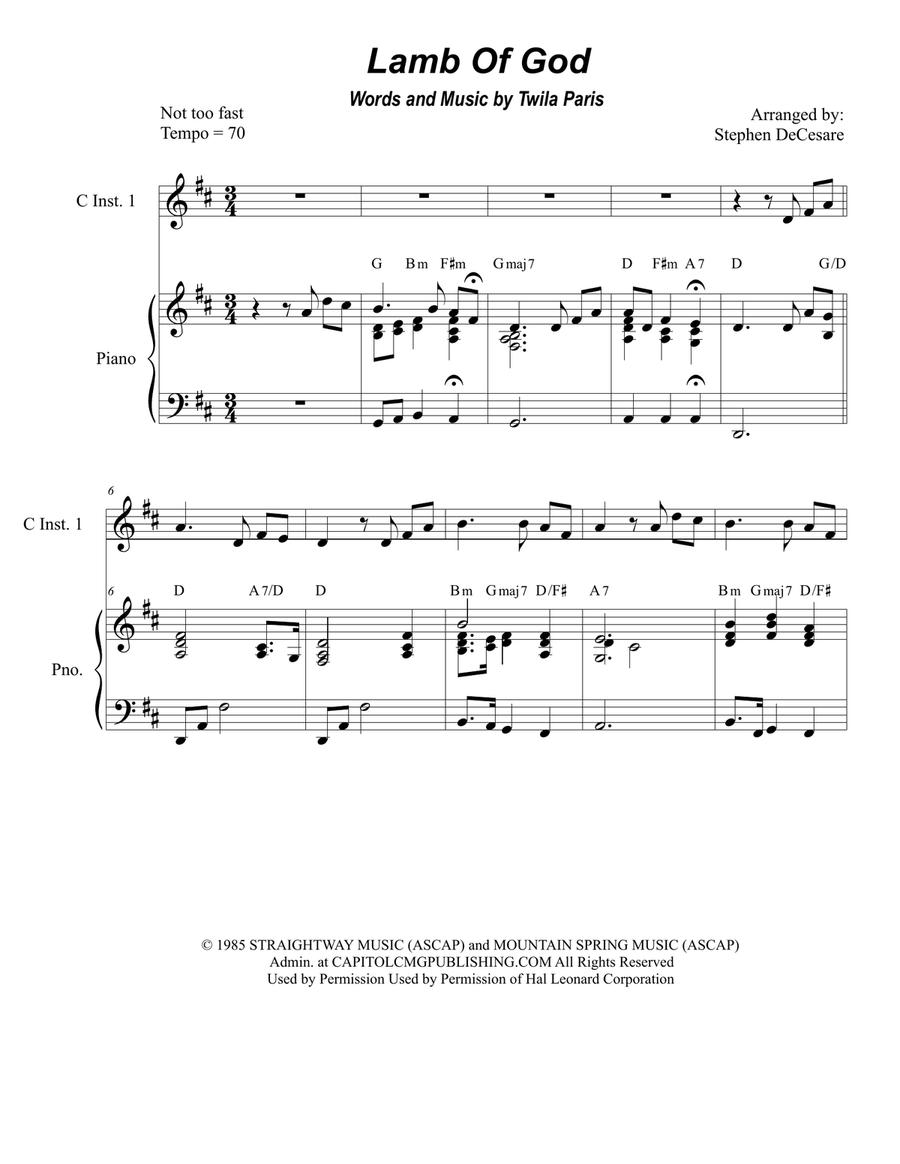 Lamb Of God Flute scores gallery preview page 1