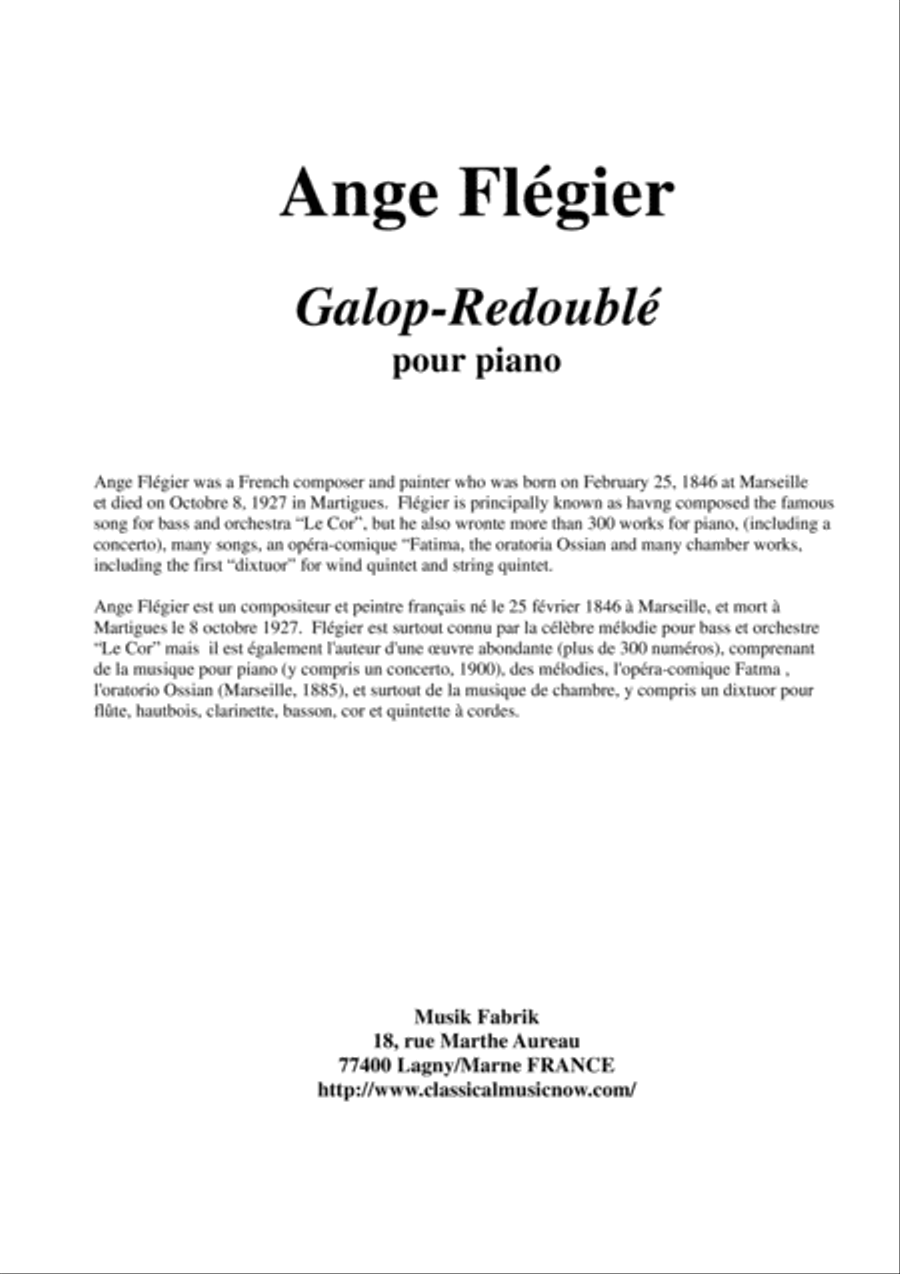 Ange Flégier: Galop-Redoublé for piano Piano Solo scores gallery preview page 1