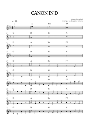 Book cover for Pachelbel Canon in D • violin sheet music with chords
