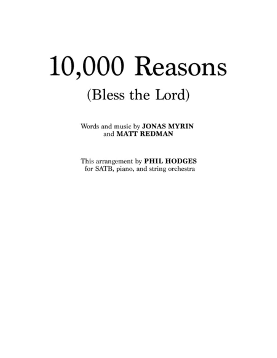10,000 Reasons (Bless The Lord) 4-Part scores gallery preview page 1