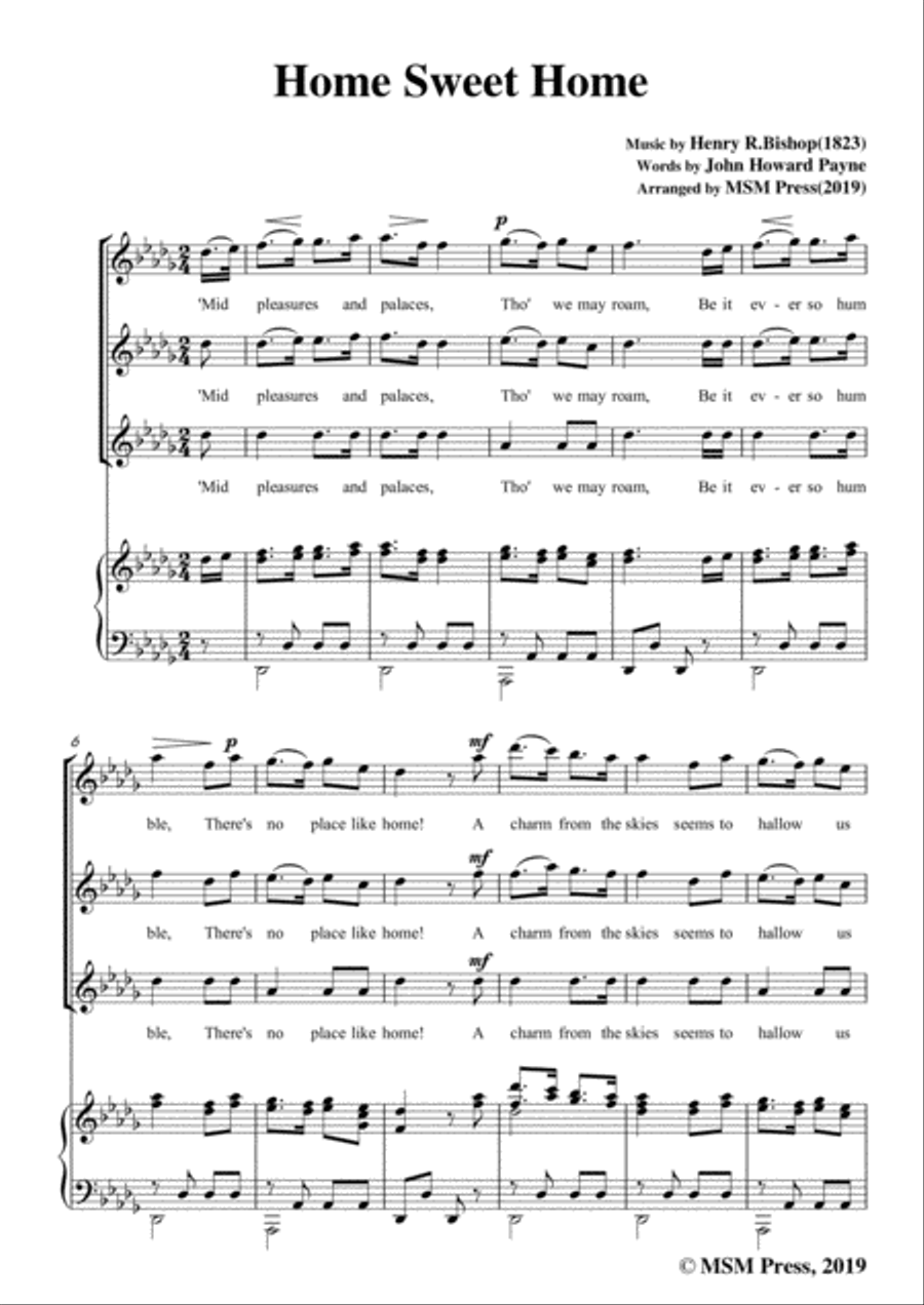 Henry R. Bishop-Home Sweet Home,in D flat Major,for Voice&Piano Voice scores gallery preview page 3