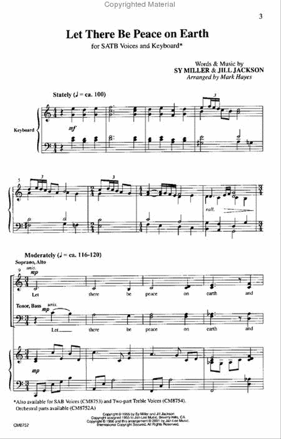 Let There Be Peace on Earth 4-Part scores gallery preview page 2