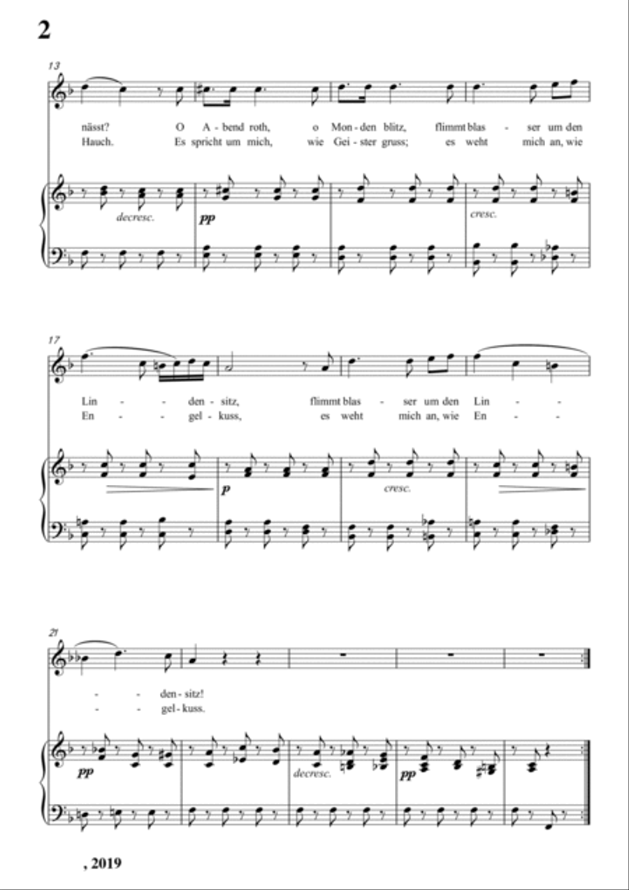 Schubert-Abends unter der Linde,D.235 in F for Vocal and Piano Voice scores gallery preview page 3