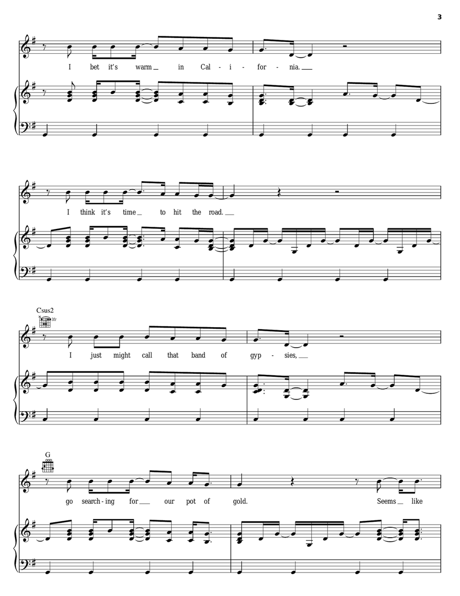 Whole Lot Of Leavin' Piano, Vocal, Guitar scores gallery preview page 3