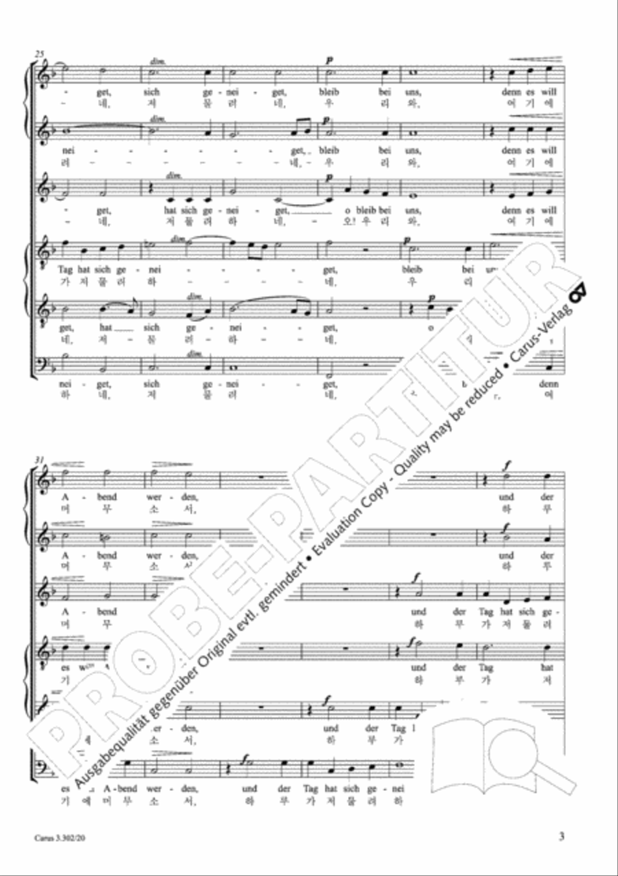 Rheinberger: Abendlied (koreanisch) Choir scores gallery preview page 4
