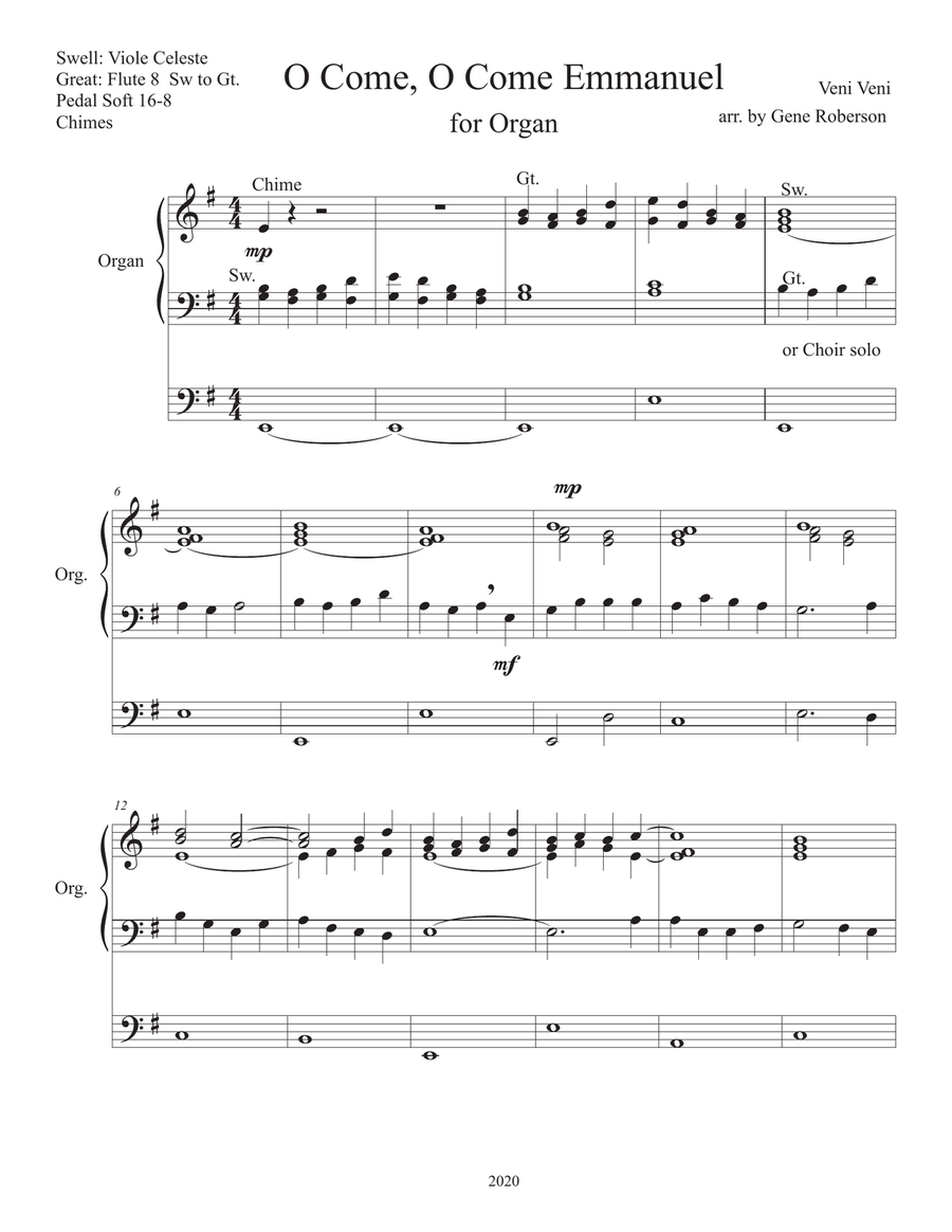 O Come, O Come Emmanuel Organ Solo Organ Solo scores gallery preview page 2