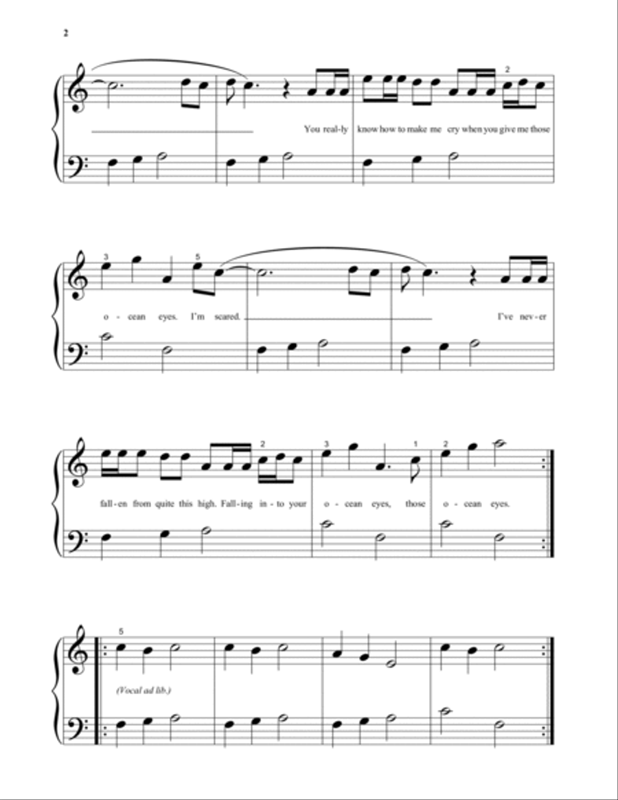 ocean eyes Piano Solo scores gallery preview page 2