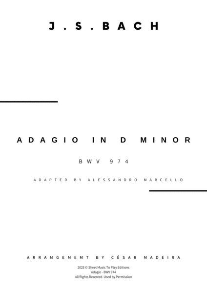 Adagio (BWV 974) - Bb Clarinet and Piano (Full Score and Parts) image number null