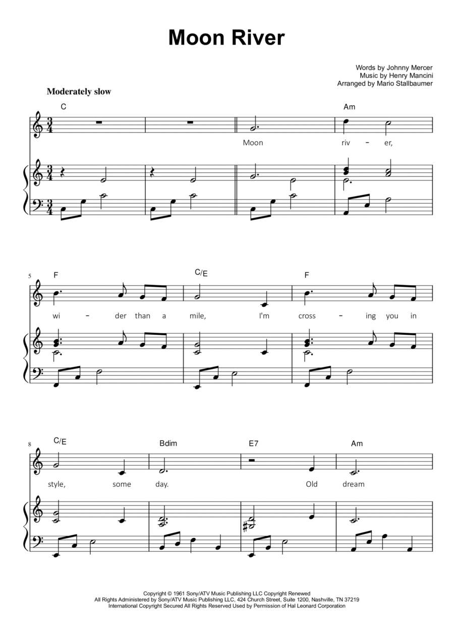 Moon River Voice scores gallery preview page 1