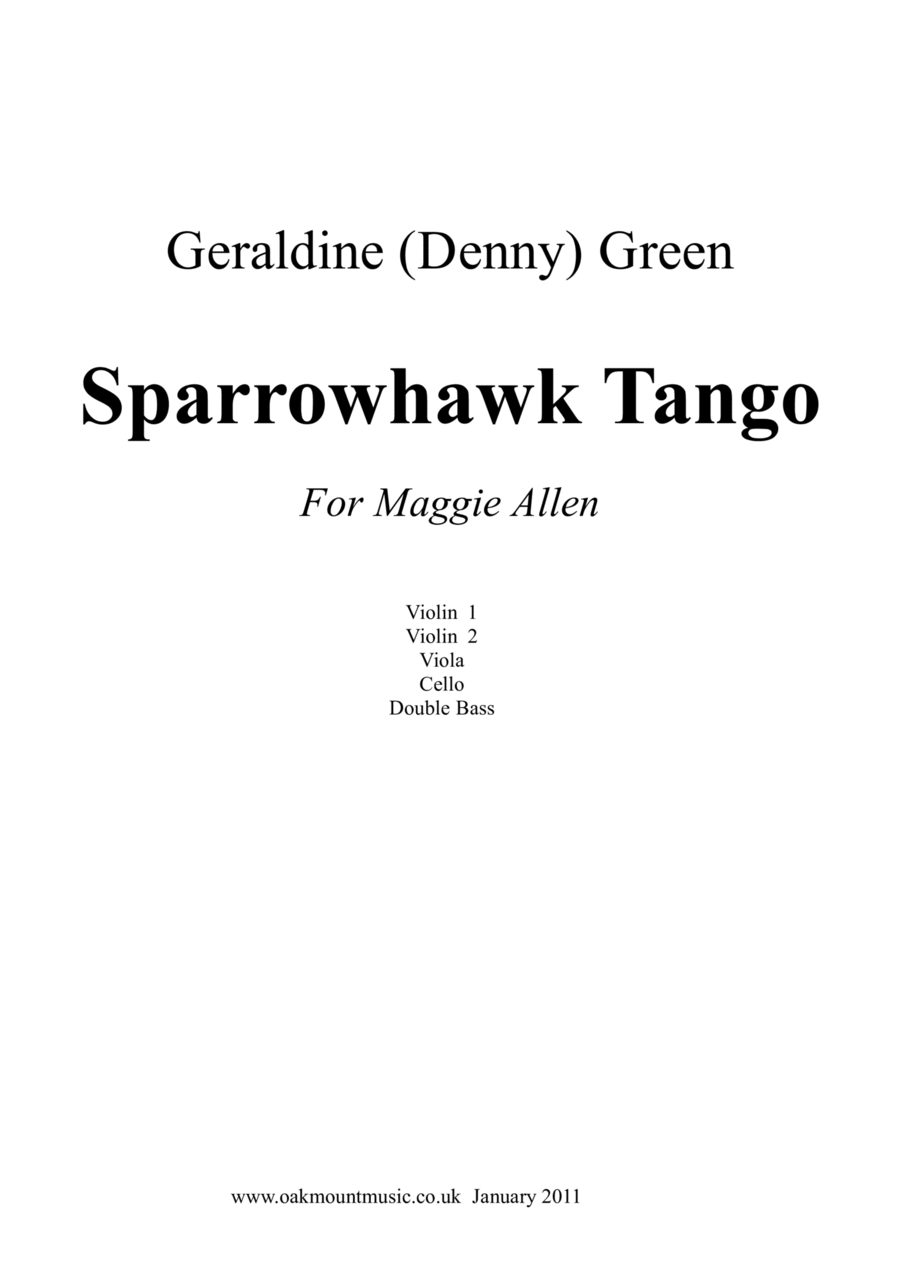 Sparrowhawk Tango. For Strings (Standard Arrangement) Chamber Music scores gallery preview page 1