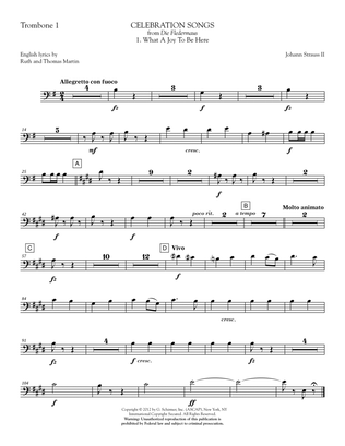 Celebration Songs (from Die Fledermaus) - Trombone 1