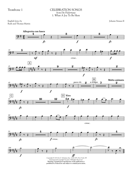 Celebration Songs (from Die Fledermaus) - Trombone 1