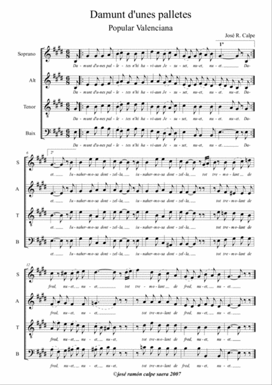 DAMUNT D'UNES PALLETES DAMUNT D'UNES PALLETES 4-Part scores gallery preview page 1