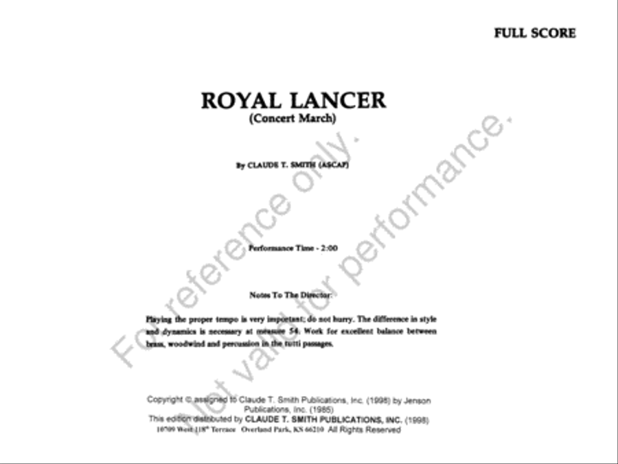 Royal Lancer Royal Lancer Concert Band scores gallery preview page 2