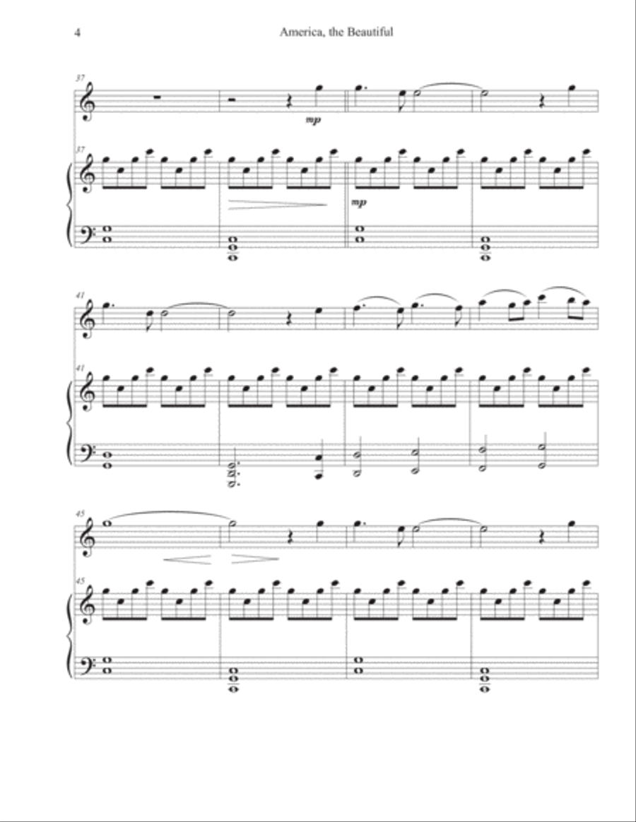 America, the Beautiful (Flute-Piano) Flute Solo scores gallery preview page 4