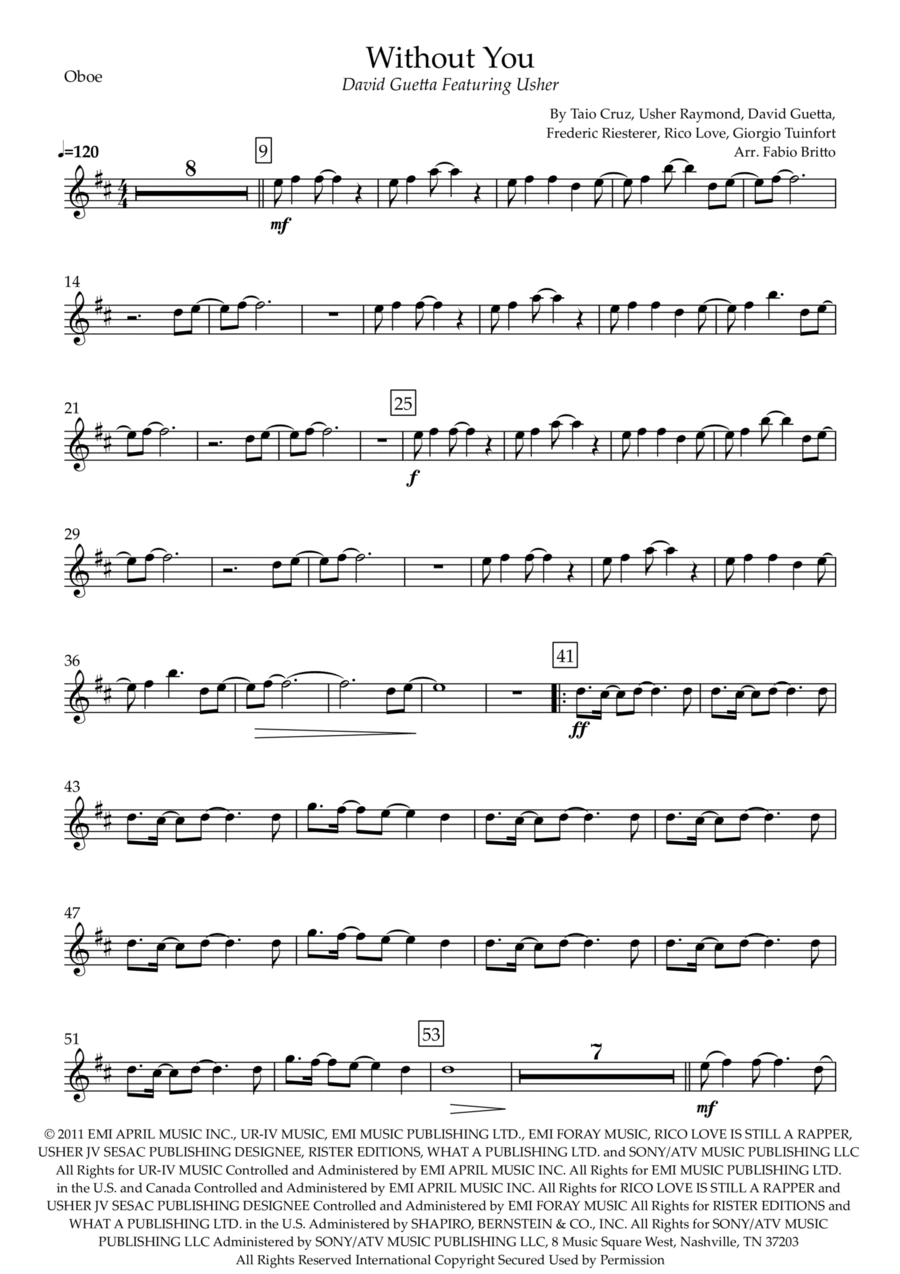 Without You Oboe Solo scores gallery preview page 1