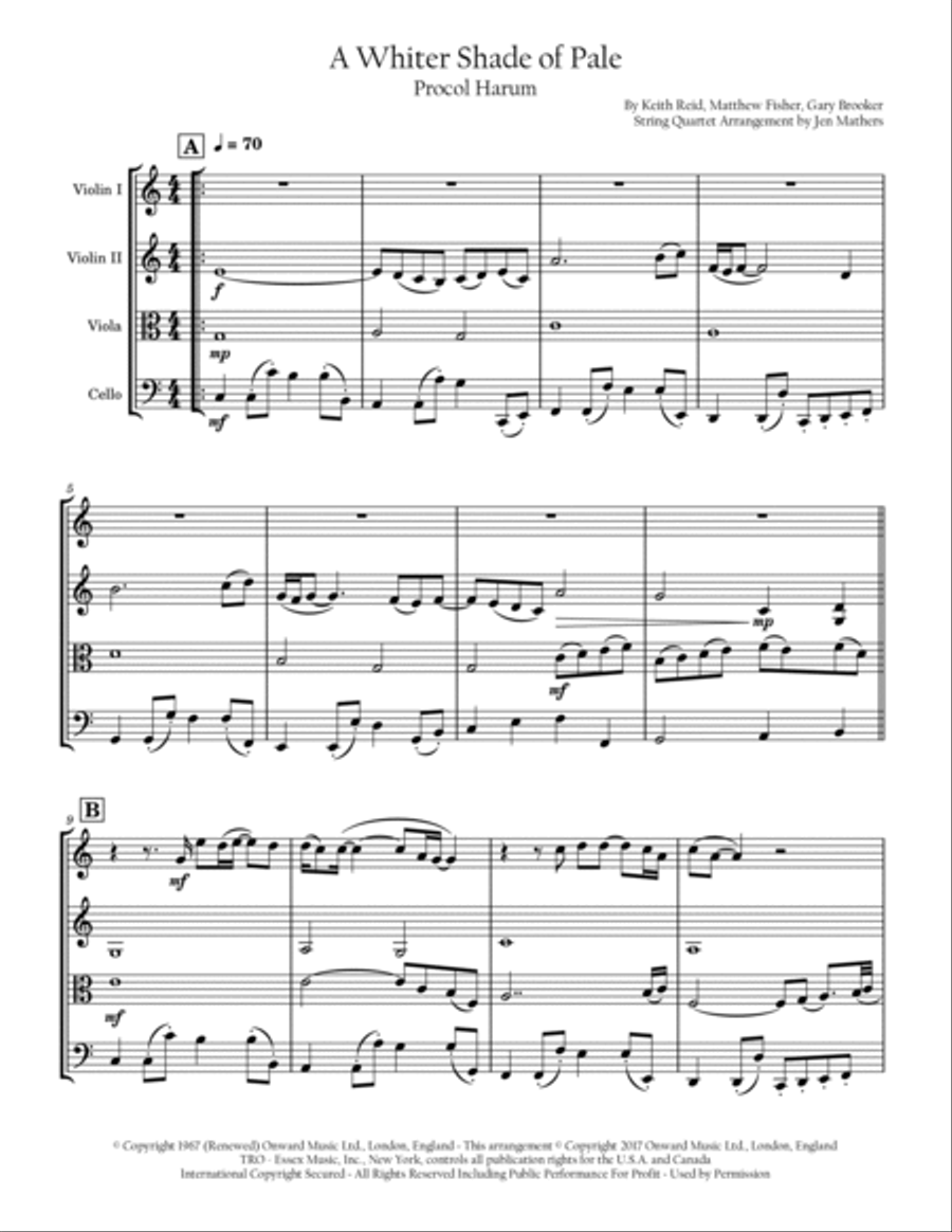 A Whiter Shade Of Pale A Whiter Shade Of Pale String Quartet scores gallery preview page 2