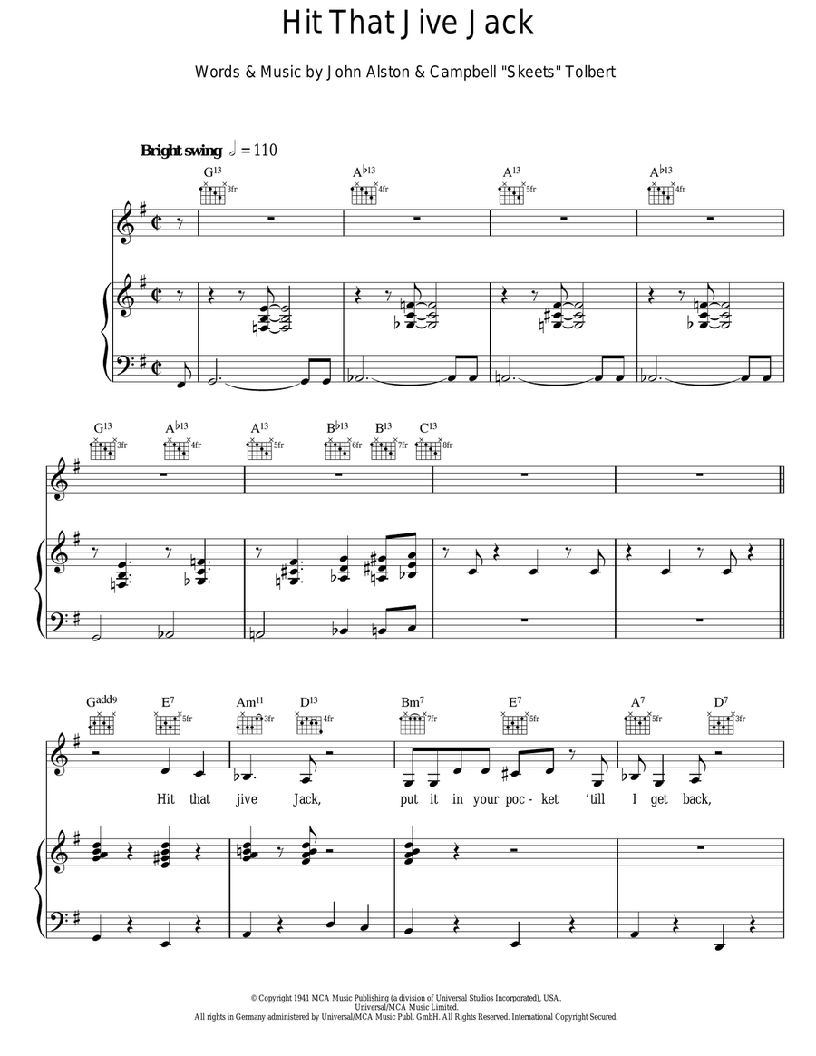 Hit That Jive Jack Guitar scores gallery preview page 1