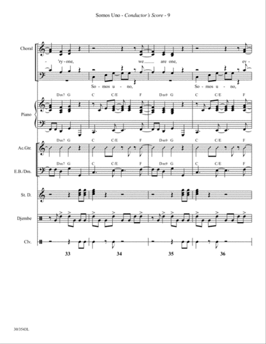 Somos Uno - Instrumental Ensemble Score and Parts Choir scores gallery preview page 11