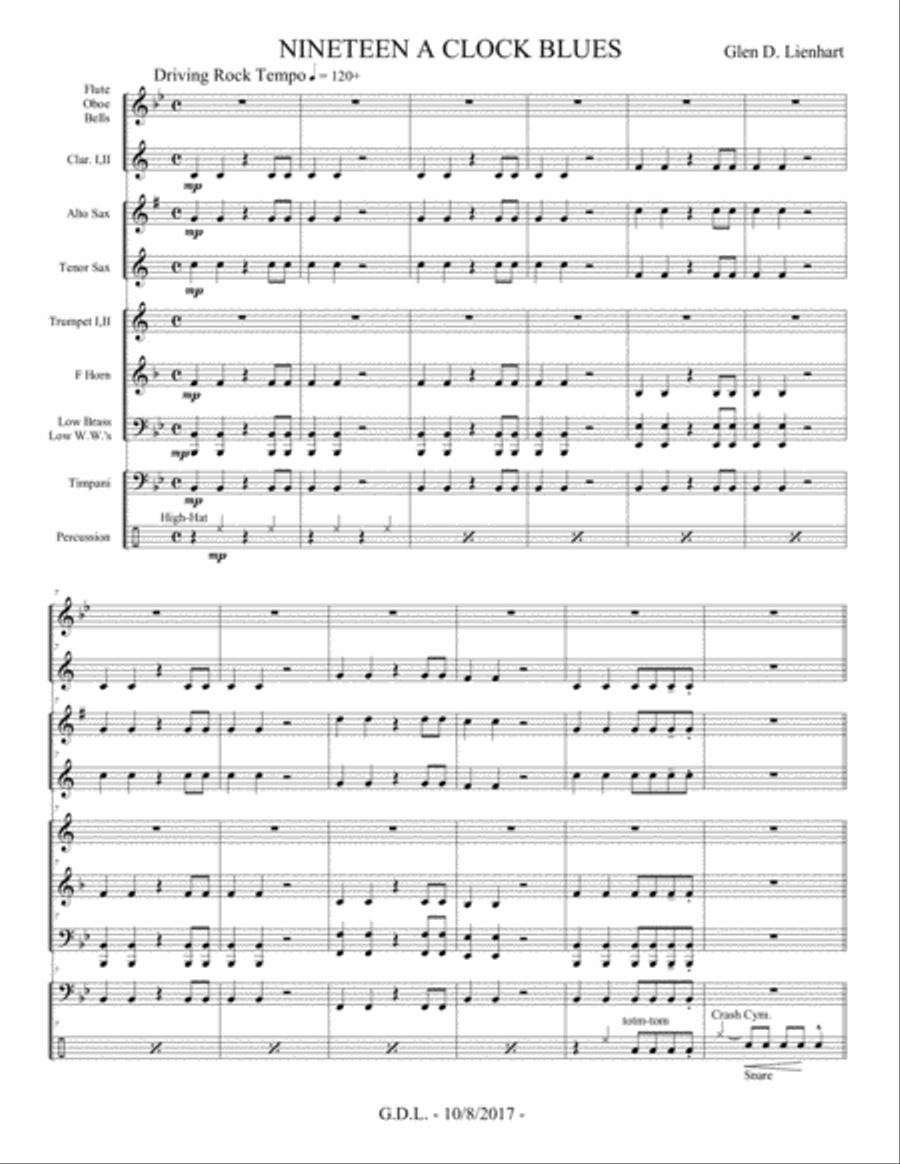 Nineteen A Clock Blues Concert Band scores gallery preview page 1