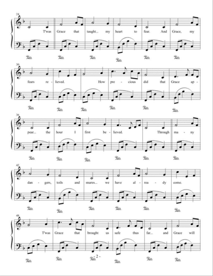 Amazing Grace Easy Piano Voice scores gallery preview page 2