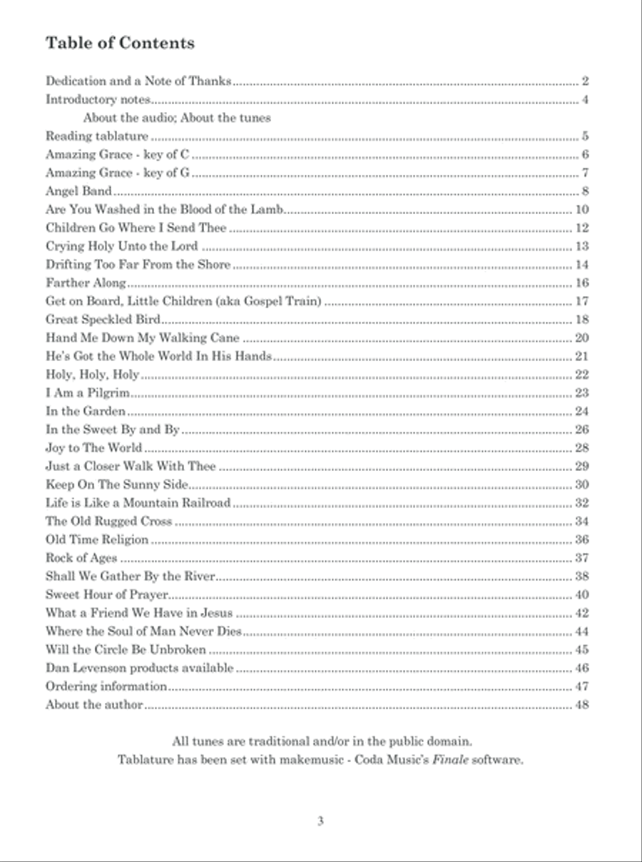 Gospel Tunes for Clawhammer Banjo-Tablature with Standard Notation for Fiddle & Other Instruments image number null